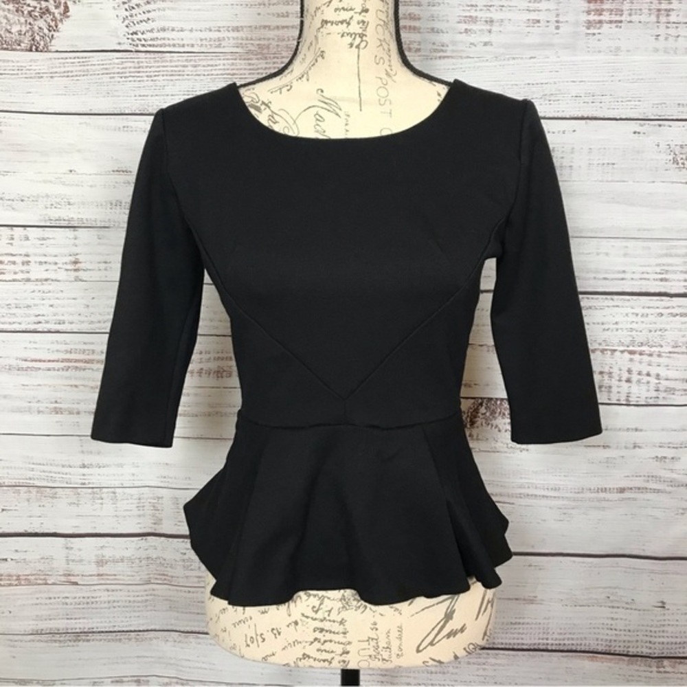 Amanda Uprichard Abbey neck black half sleeve dressy ruched Dressy caree…